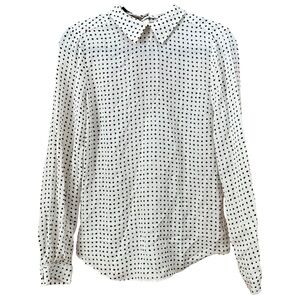 a.l.c White Silk Polka Dot Blouse with Peter Pan Collar